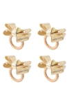 Juliska Tuxedo Stewart Tartan Napkin Rings, Set Of 4 In Gold
