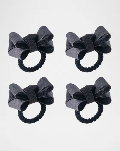 Juliska Tuxedo Stewart Tartan Napkin Rings, Set Of 4 In Black
