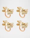 Juliska Tuxedo Stewart Tartan Napkin Rings, Set Of 4 In Gold