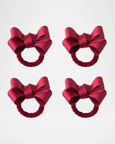 Juliska Tuxedo Stewart Tartan Napkin Rings, Set Of 4 In Ruby