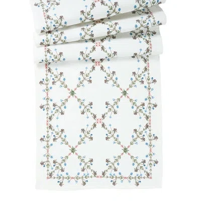 Juliska Villa Seville 18" X 90" Table Runner In Chambray,green,pink,white