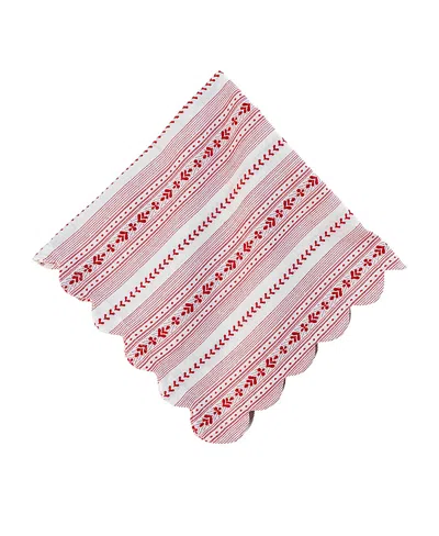 Juliska Villa Stripe Napkin In Redwhite