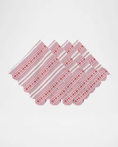 Juliska Villa Stripe Red Napkins, Set Of 4