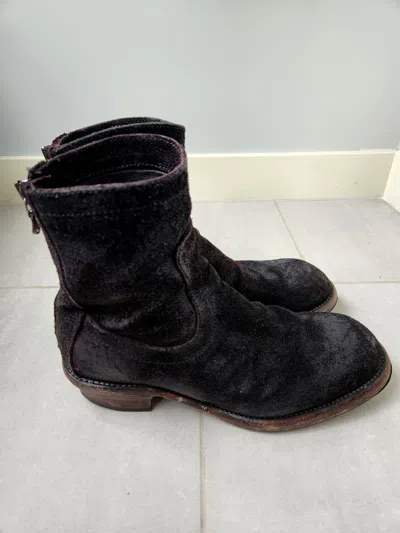 Pre-owned Julius _7 Backzip Reverse Leather Boots In Black