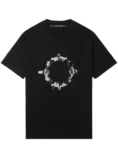 Julius Abstract-print Crew-neck T-shirt In Black