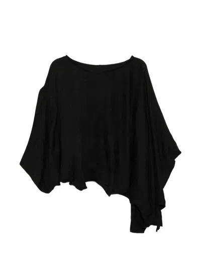 Julius Asymmetric Draped T-shirt In Black