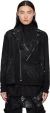 Julius Black Ana-moto Jd Biker Denim Jacket In Black