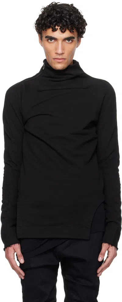 Julius Black Arched Hem High Neck Sweatshirt