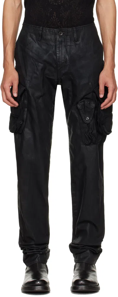 Julius Black Coated Gasmask Skinny Cargo Pants