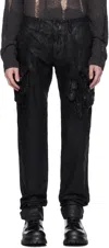 Julius Black Coated Gasmask Skinny Denim Cargo Pants In Black