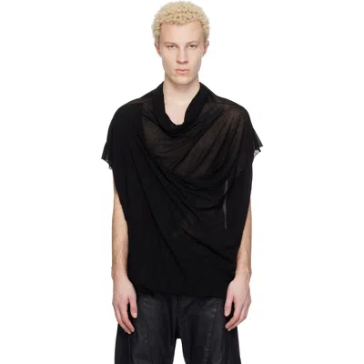 Julius Black Cowl Neck Drape T-shirt