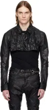 Julius Black Cropper Mylar Jacket In Black
