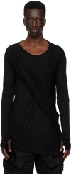 JULIUS BLACK DRAPE LONG SLEEVE T-SHIRT