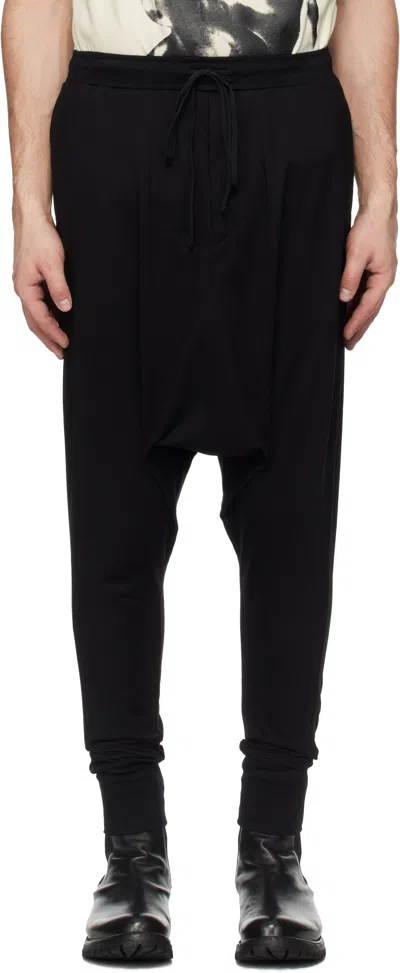 Julius Black Drop-crotch Runner Sweatpants