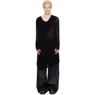 Julius Black Drop Neck Drape T-shirt