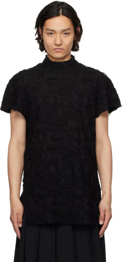 Julius Black Fibroin Mock Neck T-shirt
