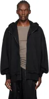 Julius Black Garment-washed Hoodie In Black