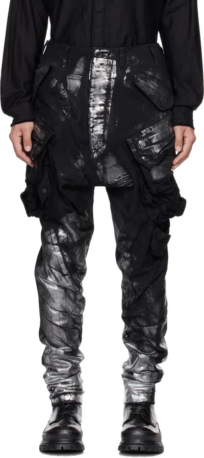 Julius Black Gasmask Cargo Pants In Silver