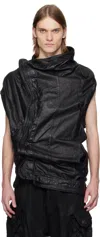 Julius Black Protean Mylar Denim Vest In Black