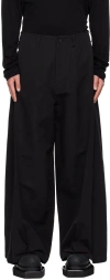 Julius Black Side Tuck Wide Trousers In Black