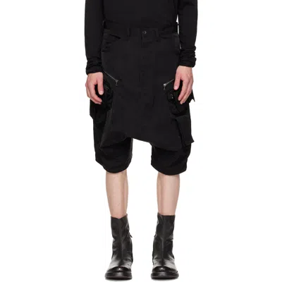 Julius Black Coated Tactical Kite Denim Shorts