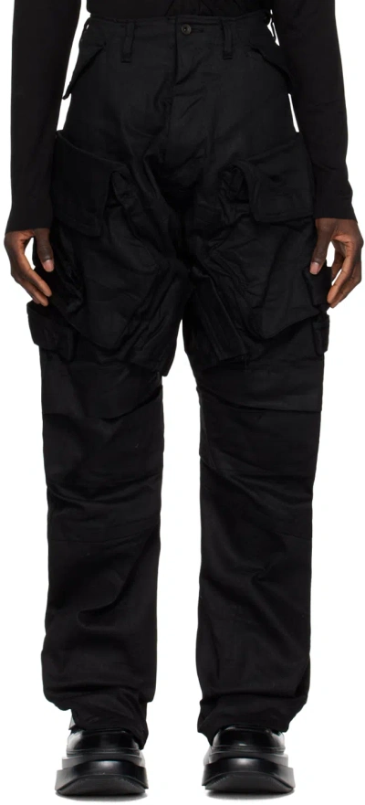 Julius Black Wide Gasmask Denim Cargo Pants