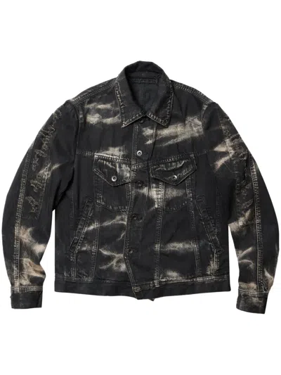 Julius Bleach-wash Denim Jacket In Black