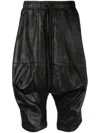Julius Bonded-seam Drawstring Drop-crotch Shorts In Black