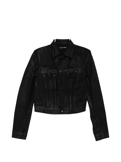 Julius Coated Cropped Jacket In Black