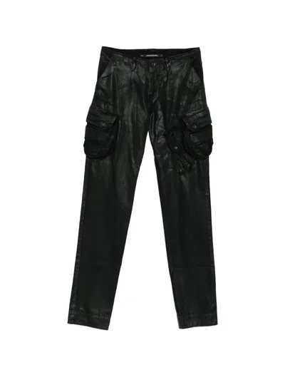 Julius Coated Straight-leg Trousers In Black