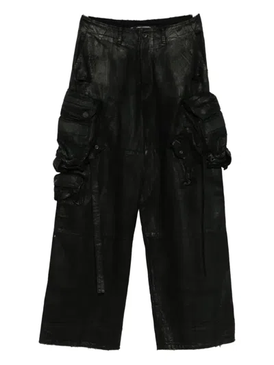 Julius Coated Wid-leg Trousers In Black