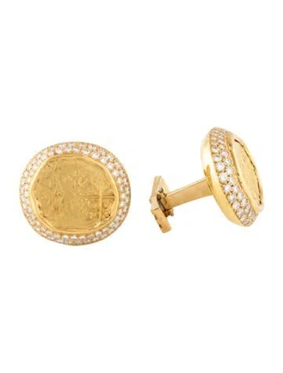 Pre-owned Julius Cohen 22k Diamond Coin Cufflinks In Multicolor