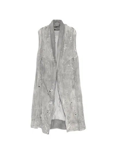 Julius Distressed Sleeveless Jacket In Gray