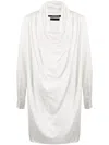 Julius Draped-design Long-sleeve Shirt In White