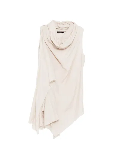 Julius Draped Hooded Vest In White