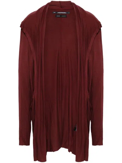 Julius Draped Jersey Cardigan In Red