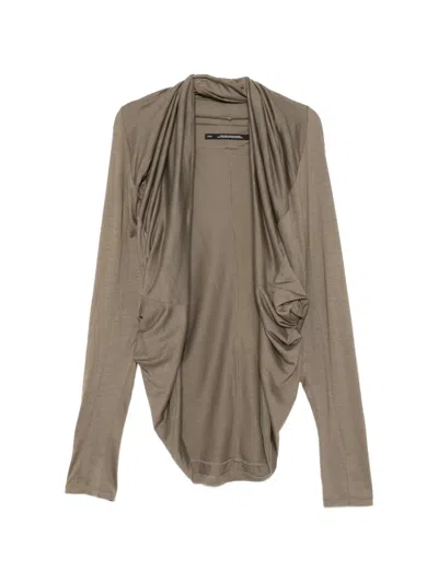 Julius Draped Panelled Cardigan In Brown