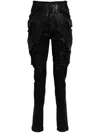Julius Black Coated Gasmask Skinny Denim Cargo Pants In Black
