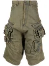 Julius Drop-crotch Denim Cargo Shorts In Blue