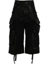 Julius Gas Mask Denim Cargo Shorts In Black