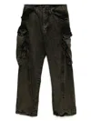 Julius Gray Gasmask Denim Cargo Pants In Black
