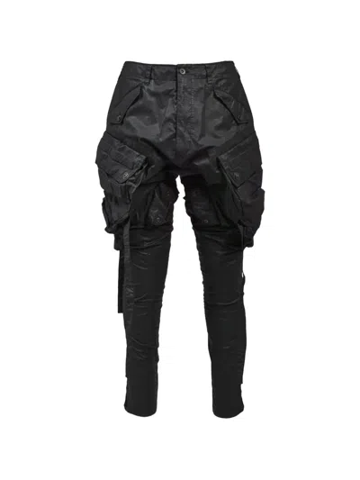 Julius Gasmask Coated Cargo Pants In Black