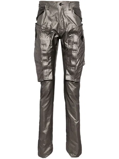 Julius Gasmask Coated-finish Cargo Trousers In Grey