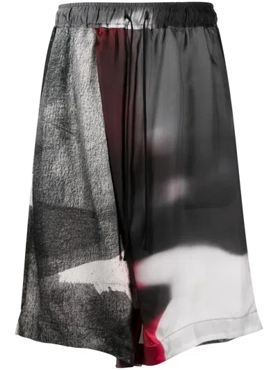 Julius Graphic-print Bermuda Shorts In Grey