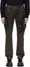 Julius Gray Gasmask Skinny Denim Cargo Pants In Charcoal