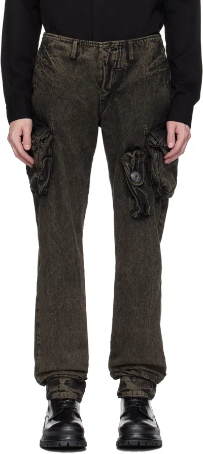 Julius Gray Gasmask Skinny Denim Cargo Pants In Charcoal
