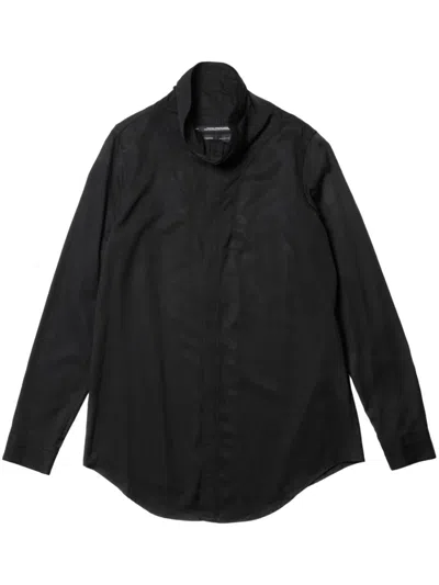 Julius High-neck Long-sleeve Shirt In Black