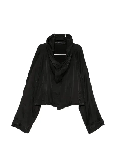 Julius Hooded Cropped Jacket In Black