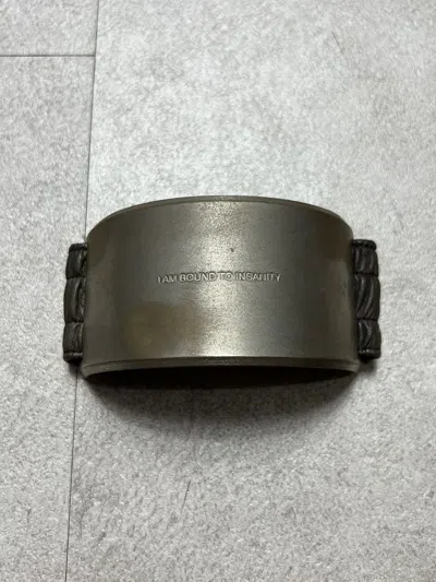 Pre-owned Julius "i Am Bound To Insanity" Bracelet/cuff Leather/brass In Silver