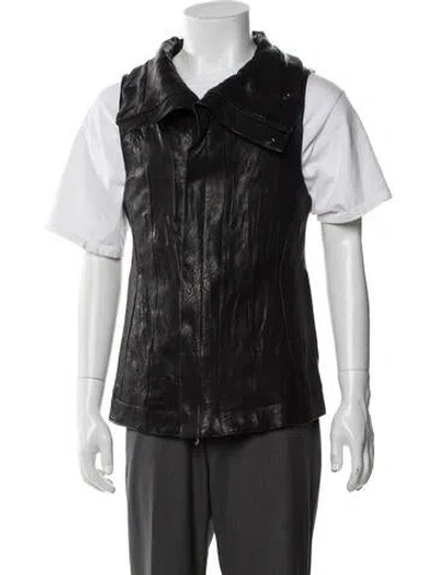 Pre-owned Julius Lamb Leather Vest W/ Tags In Blue